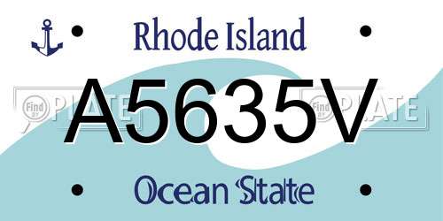 A5635V Rhode Island License Plate