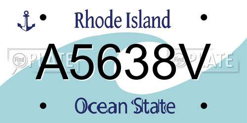 A5638V Rhode Island License Plate