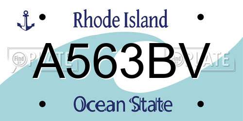 A563BV Rhode Island License Plate