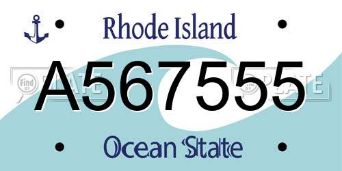 A567555 Rhode Island License Plate