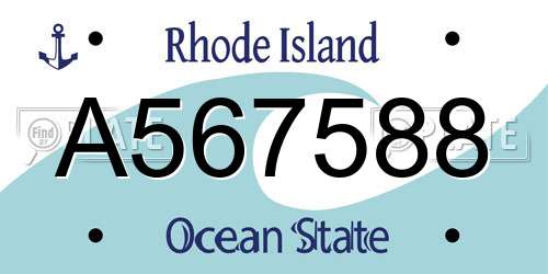 A567588 Rhode Island License Plate