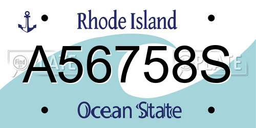 A56758S Rhode Island License Plate
