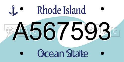A567593 Rhode Island License Plate
