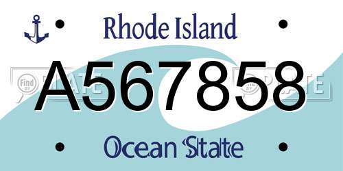 A567858 Rhode Island License Plate