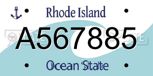 A567885 Rhode Island License Plate