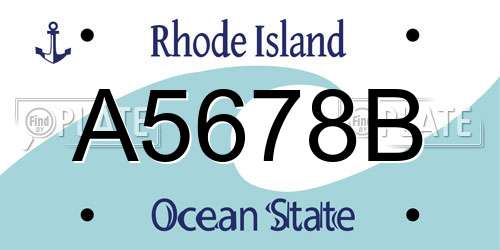 A5678B Rhode Island License Plate