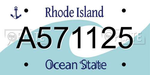 A571125 Rhode Island License Plate