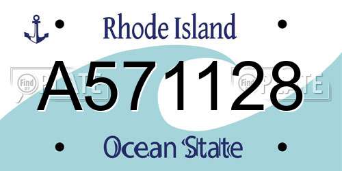 A571128 Rhode Island License Plate