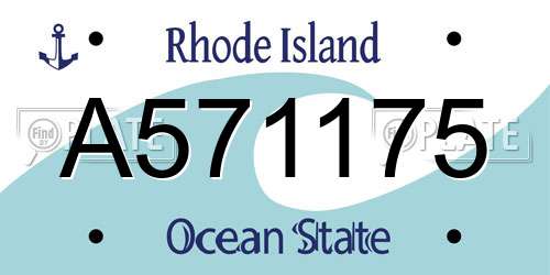A571175 Rhode Island License Plate