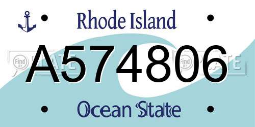 A574806 Rhode Island License Plate