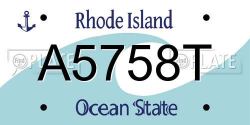 A5758T Rhode Island License Plate