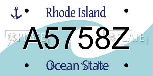 A5758Z Rhode Island License Plate