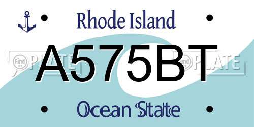 A575BT Rhode Island License Plate