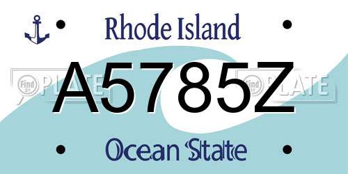 A5785Z Rhode Island License Plate