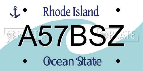 A57BSZ Rhode Island License Plate