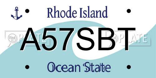 A57SBT Rhode Island License Plate