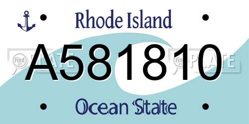 A581810 Rhode Island License Plate