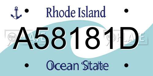 A58181D Rhode Island License Plate