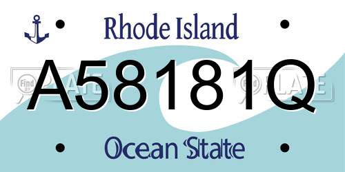 A58181Q Rhode Island License Plate