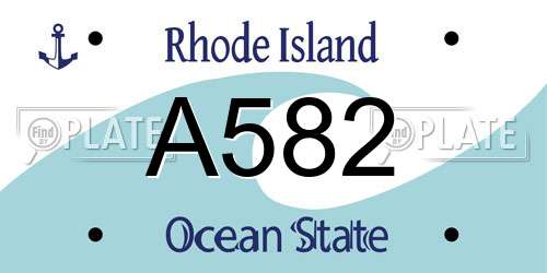 A582 Rhode Island License Plate