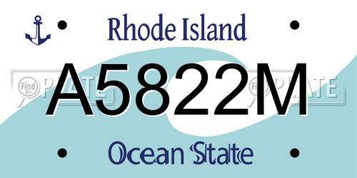 A5822M Rhode Island License Plate