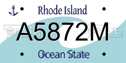 A5872M Rhode Island License Plate
