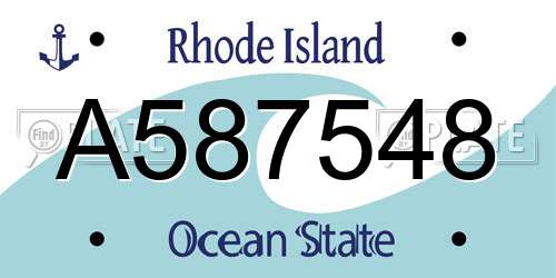 A587548 Rhode Island License Plate