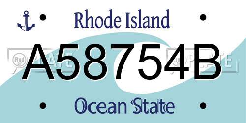 A58754B Rhode Island License Plate