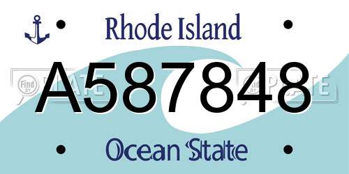 A587848 Rhode Island License Plate