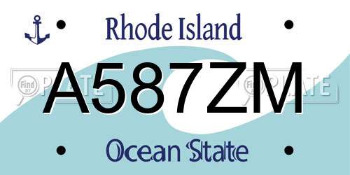 A587ZM Rhode Island License Plate