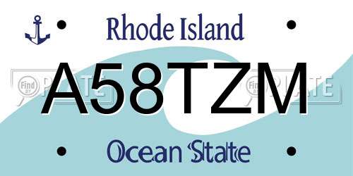 A58TZM Rhode Island License Plate