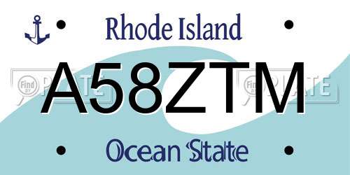 A58ZTM Rhode Island License Plate