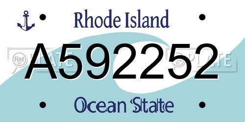 A592252 Rhode Island License Plate