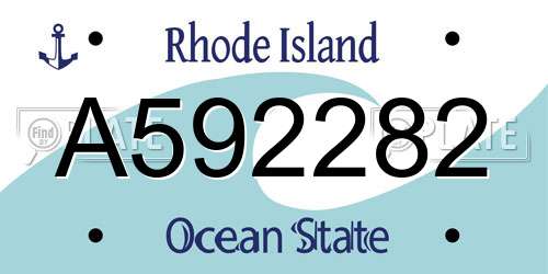 A592282 Rhode Island License Plate