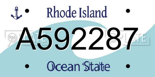 A592287 Rhode Island License Plate