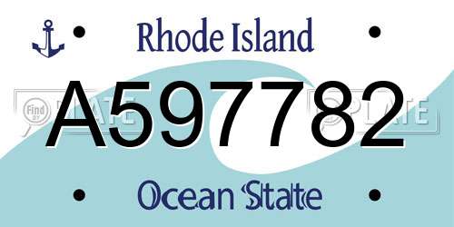 A597782 Rhode Island License Plate