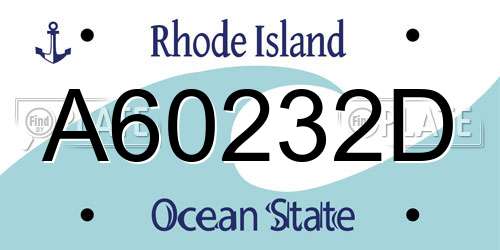 A60232D Rhode Island License Plate