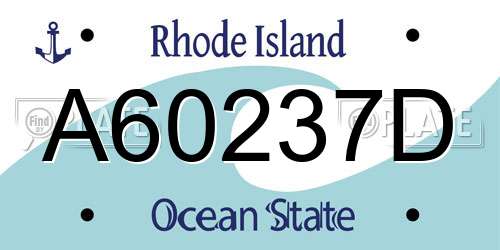 A60237D Rhode Island License Plate