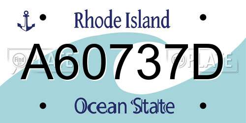 A60737D Rhode Island License Plate
