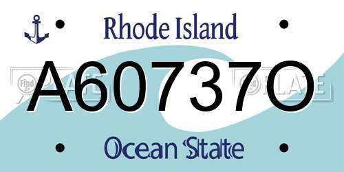 A60737O Rhode Island License Plate