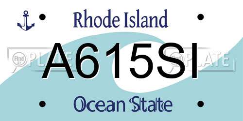 A615SI Rhode Island License Plate