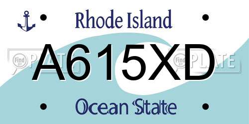 A615XD Rhode Island License Plate