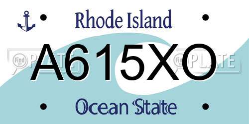 A615XO Rhode Island License Plate