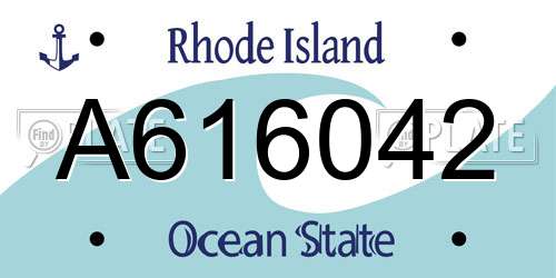 A616042 Rhode Island License Plate