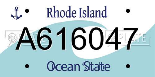 A616047 Rhode Island License Plate