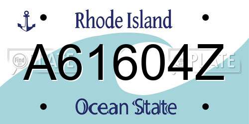 A61604Z Rhode Island License Plate