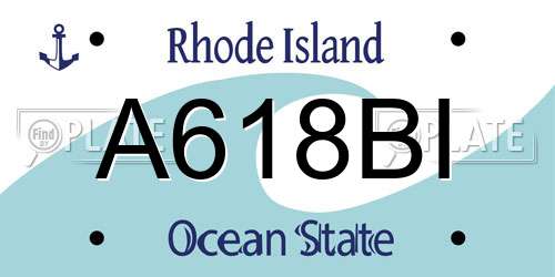 A618BI Rhode Island License Plate