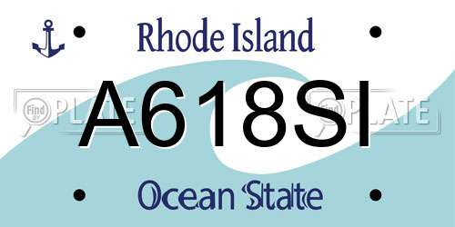 A618SI Rhode Island License Plate