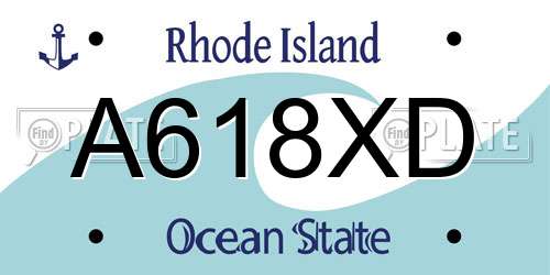 A618XD Rhode Island License Plate