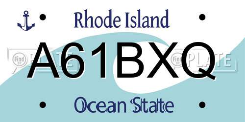 A61BXQ Rhode Island License Plate